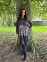 Grey Ditsy Leopard Panel Dress Clara